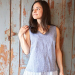 Bryn Walker Blue Linen V Neck Tank