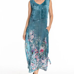 APNY Aqua Floral Hem Long Tank Dress