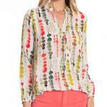 APNY Coral & Green Print Crossover Top
