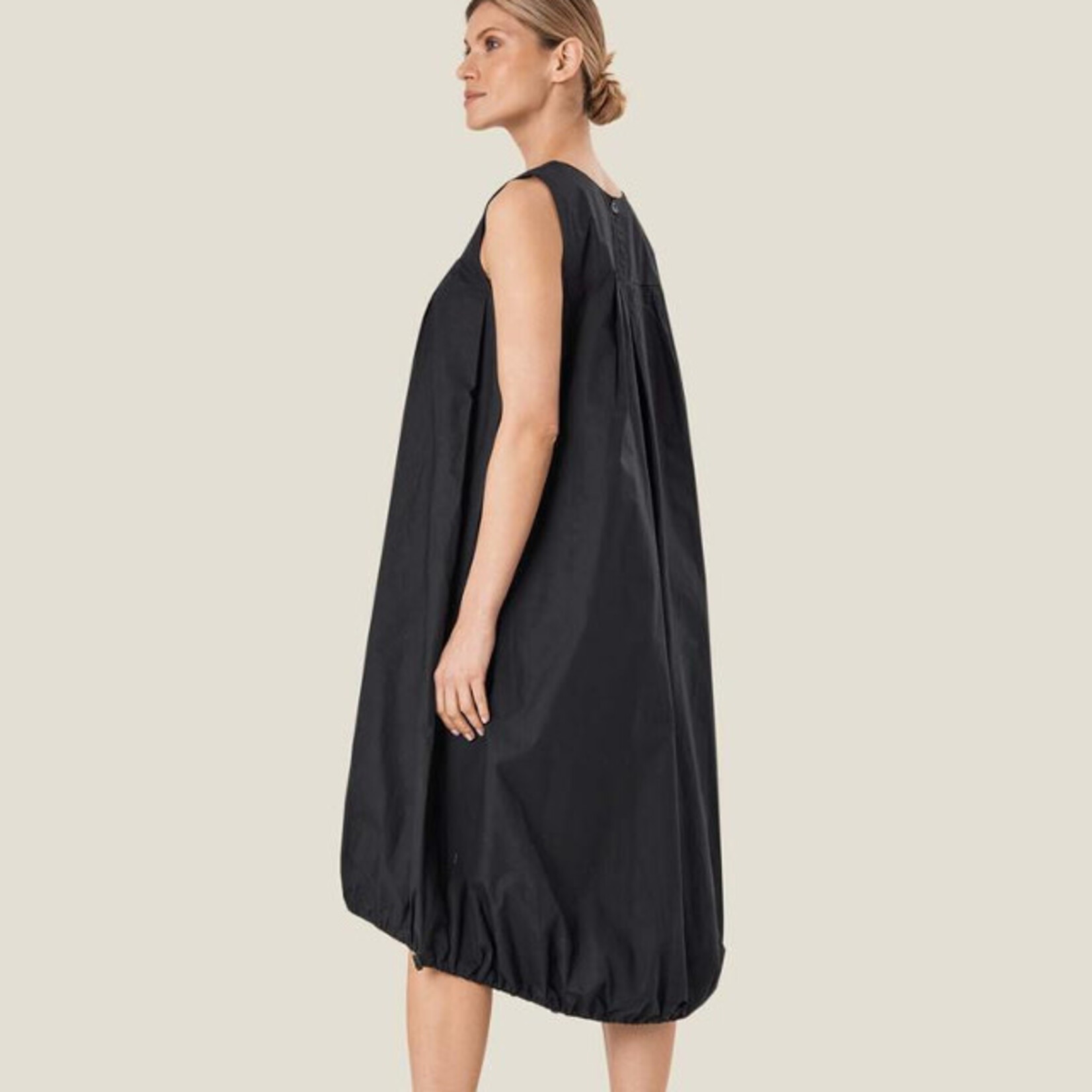 Masai Copenhagen Black Cotton Sleeveless Drawstring Hem Dress