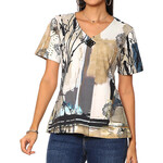 Parsley and Sage Earth Tone Multi Pattern Short Sleeve Shirt