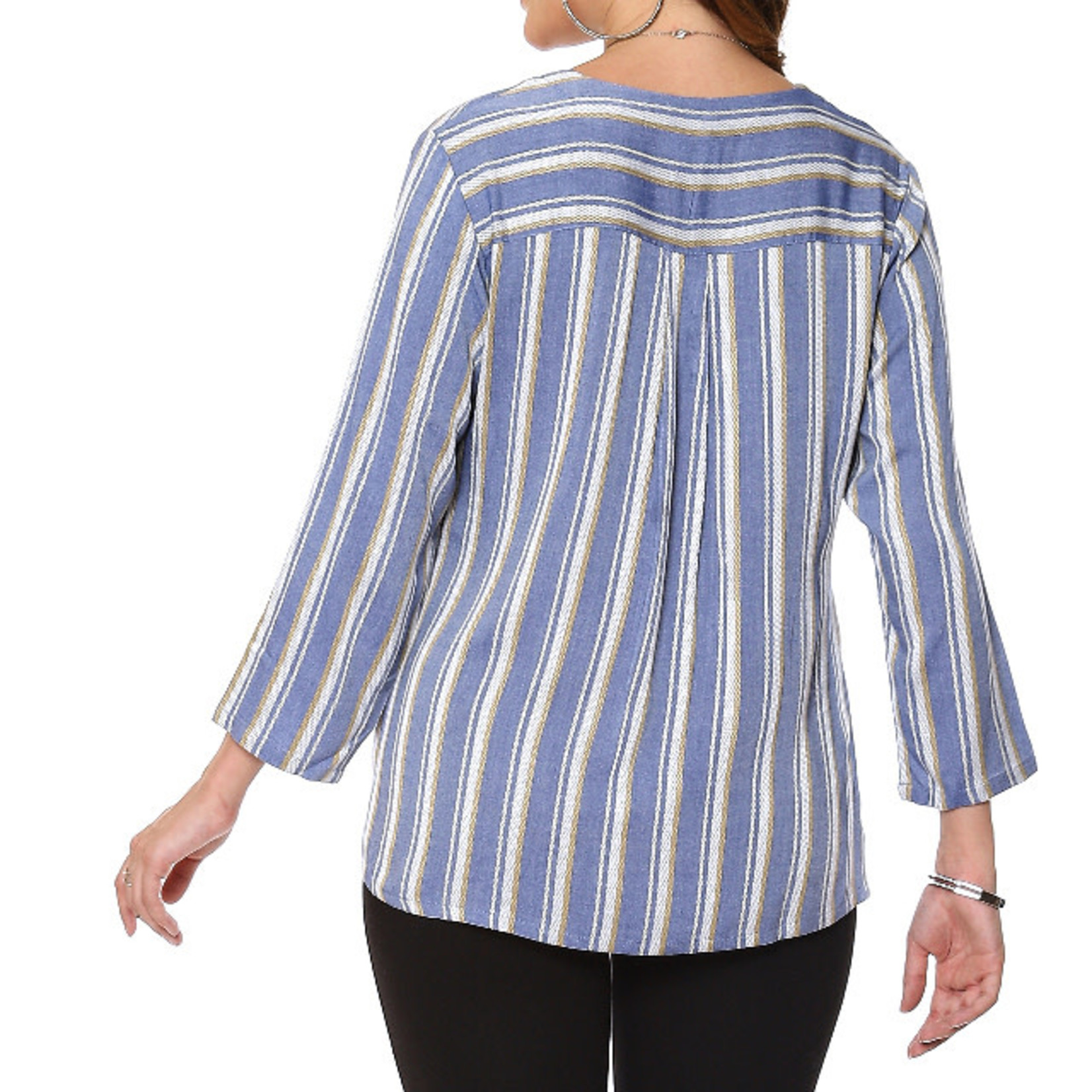 Parsley and Sage Denim Striped Pull Over Shirt