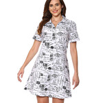 Parsley and Sage Postage Print Zipper Dress