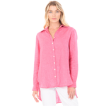 APNY Magenta Pink Linen Back Pleated Shirt