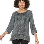 Parsley and Sage Graphite Blue Embroidered Panel Shirt
