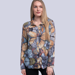 Shana Apparel Muted Earth Tone Crinkle Snap Button Shirt