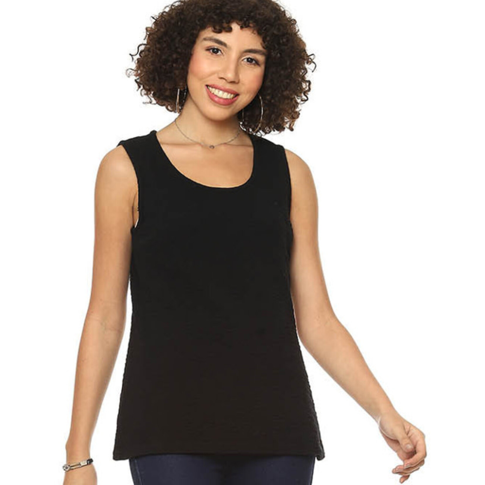 Parsley and Sage Black Crepe Texture Tank Top