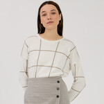 Mus & Bombon Cream & Beige Checkerboard Stripe Sweater