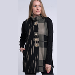 Shana Apparel Black & Gold Elastic Collar Button Vest