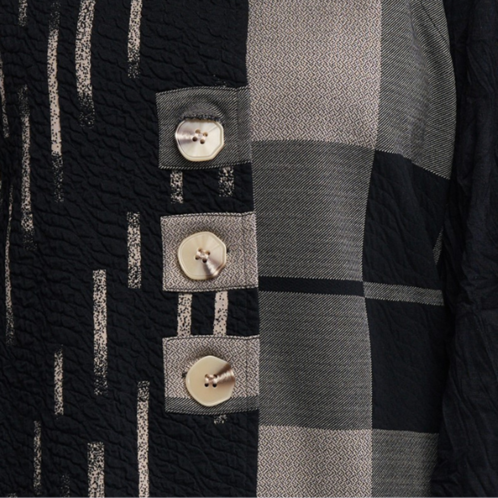 Shana Apparel Black & Gold Elastic Collar Button Vest