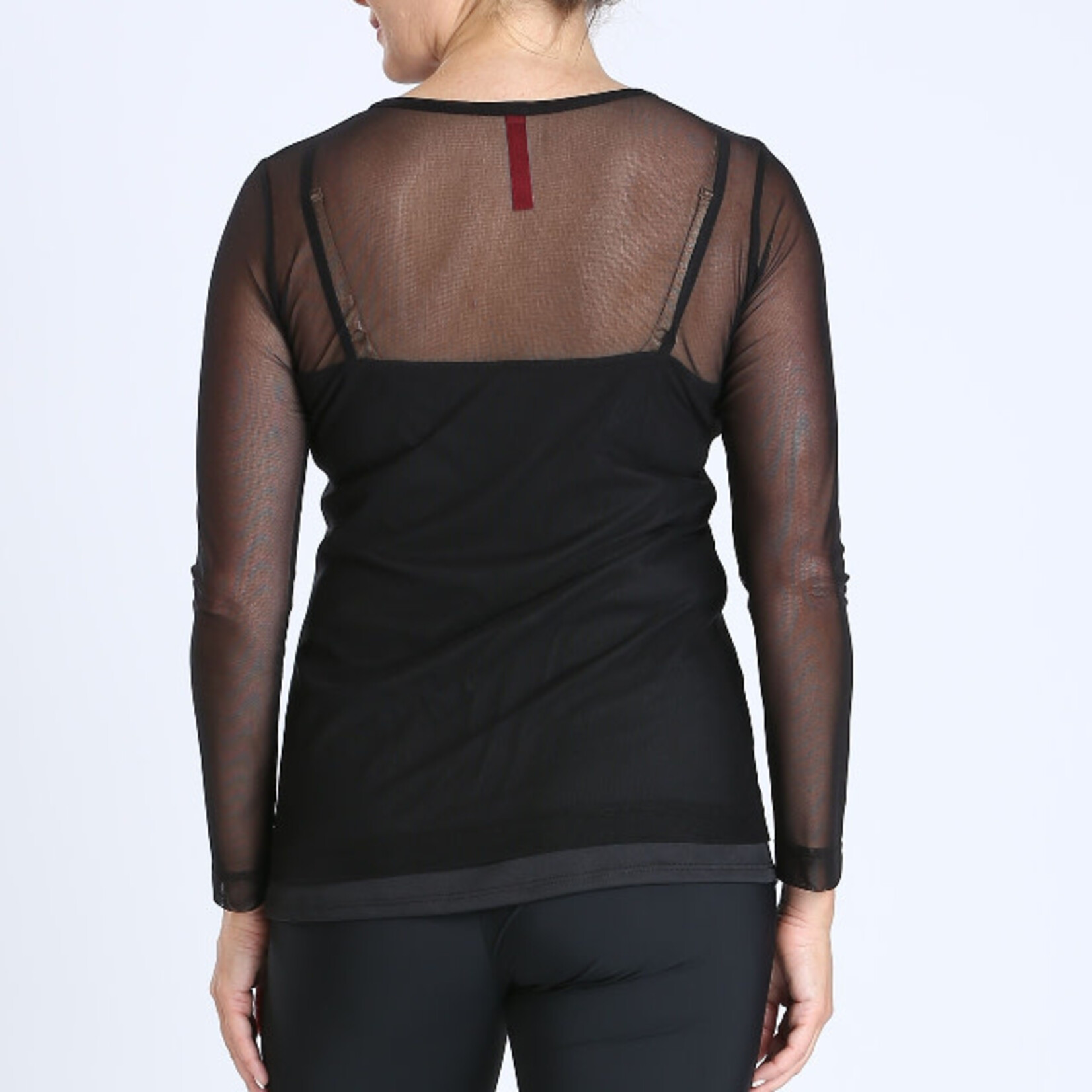 IC Collection Black Mesh Long Sleeve Top