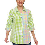 Parsley and Sage Green Gingham & Pastel Button Up Shirt