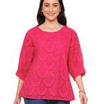 Parsley and Sage Fuchsia Eyelet Noreen Top
