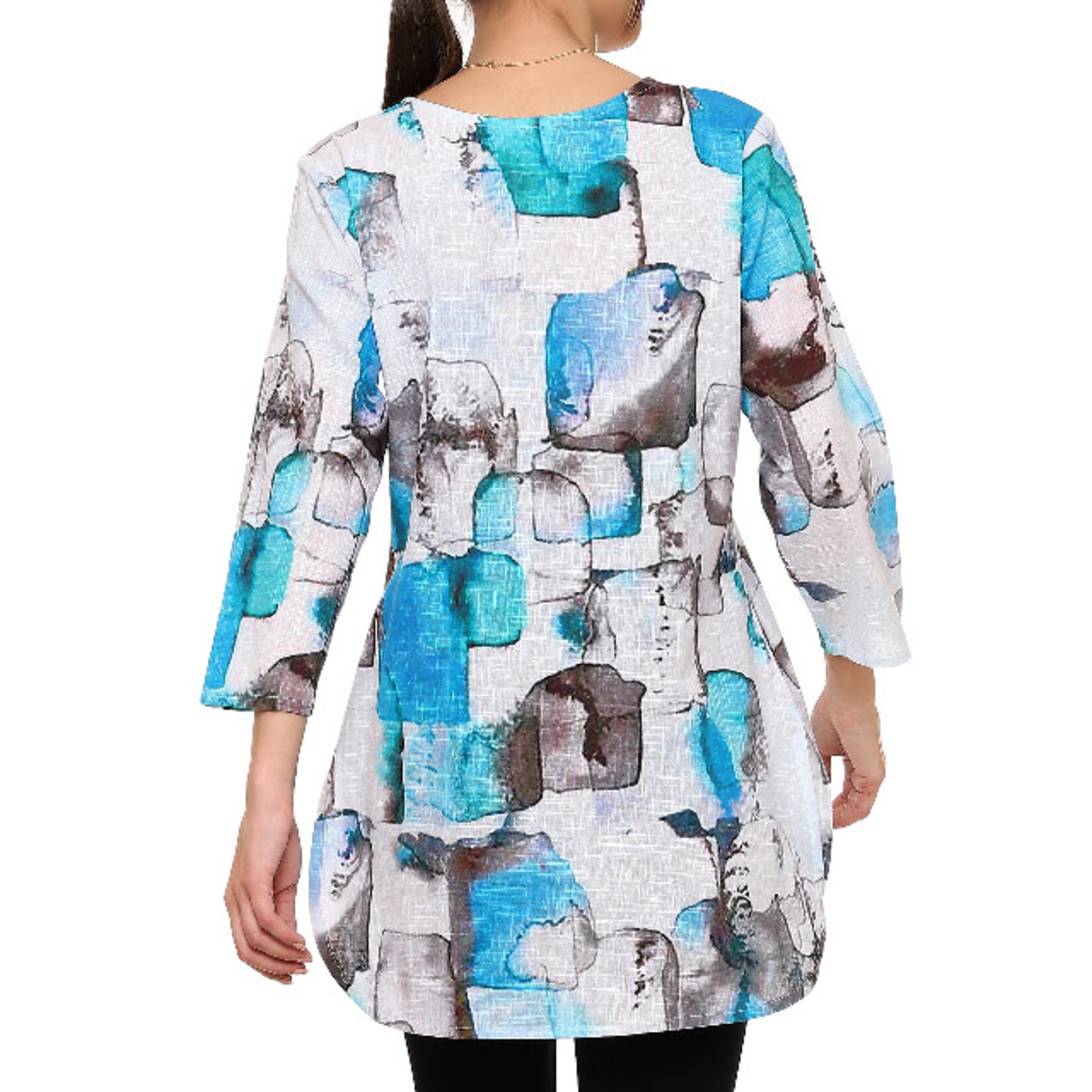 Parsley and Sage Turquoise Watercolor Cotton Tunic