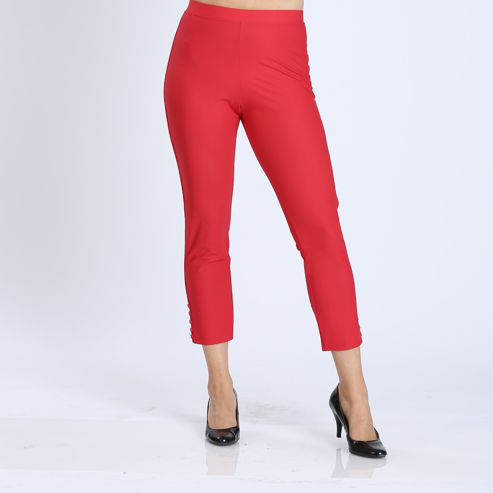 IC Collection Red Crop Pants With Button Detail