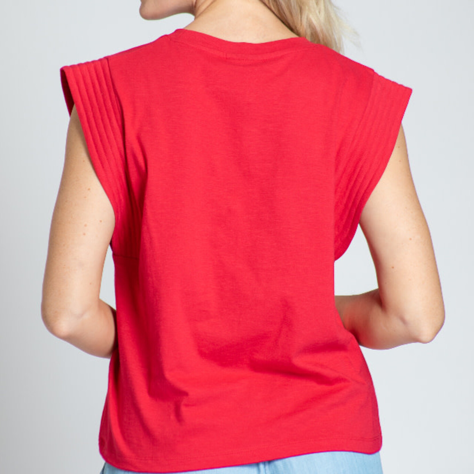 APNY Cotton Red Sleeveless Utility Shirt