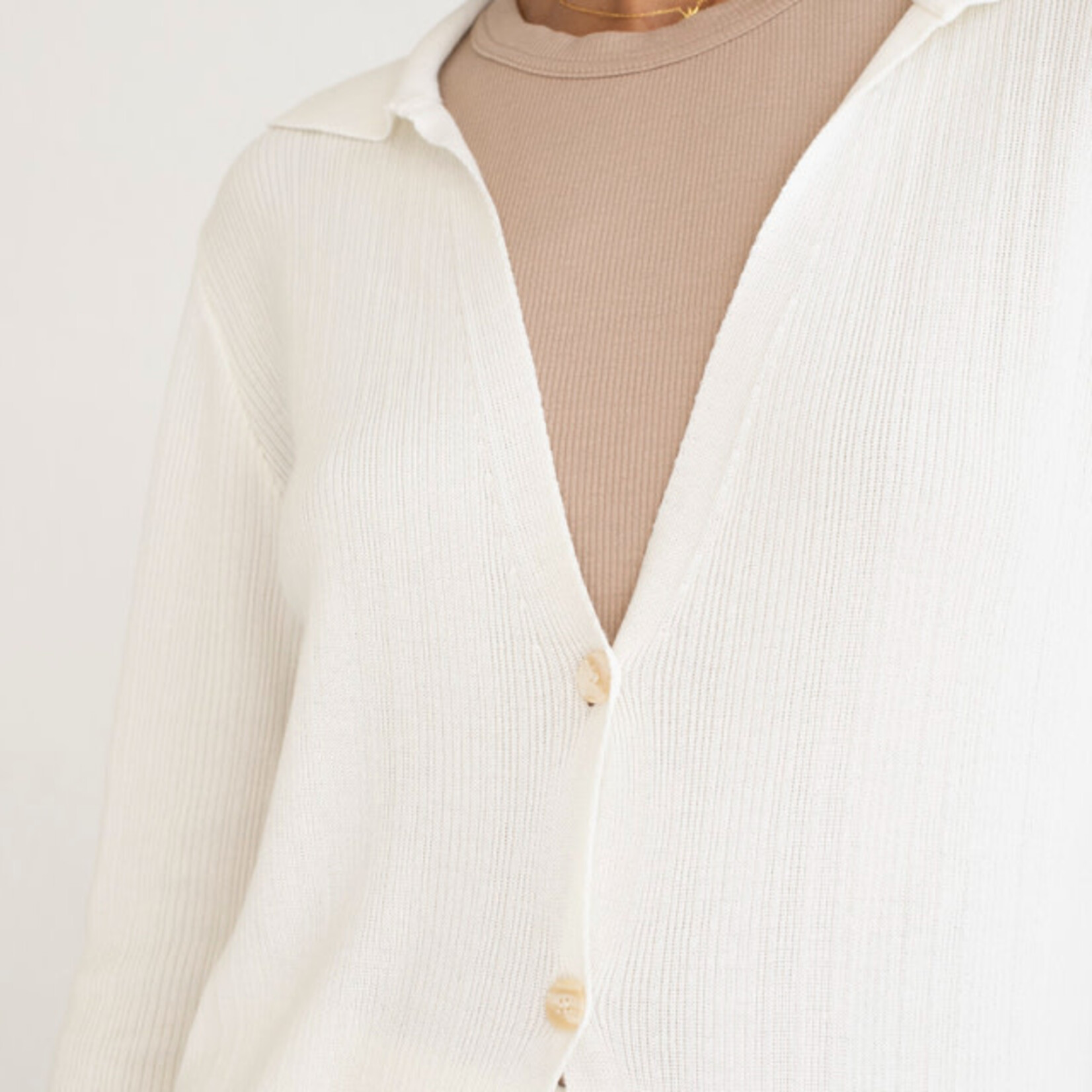 Mus & Bombon Cream Knit Button Up Duster
