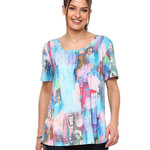 Parsley and Sage Blue Multi Color Short Sleeve Vera Top