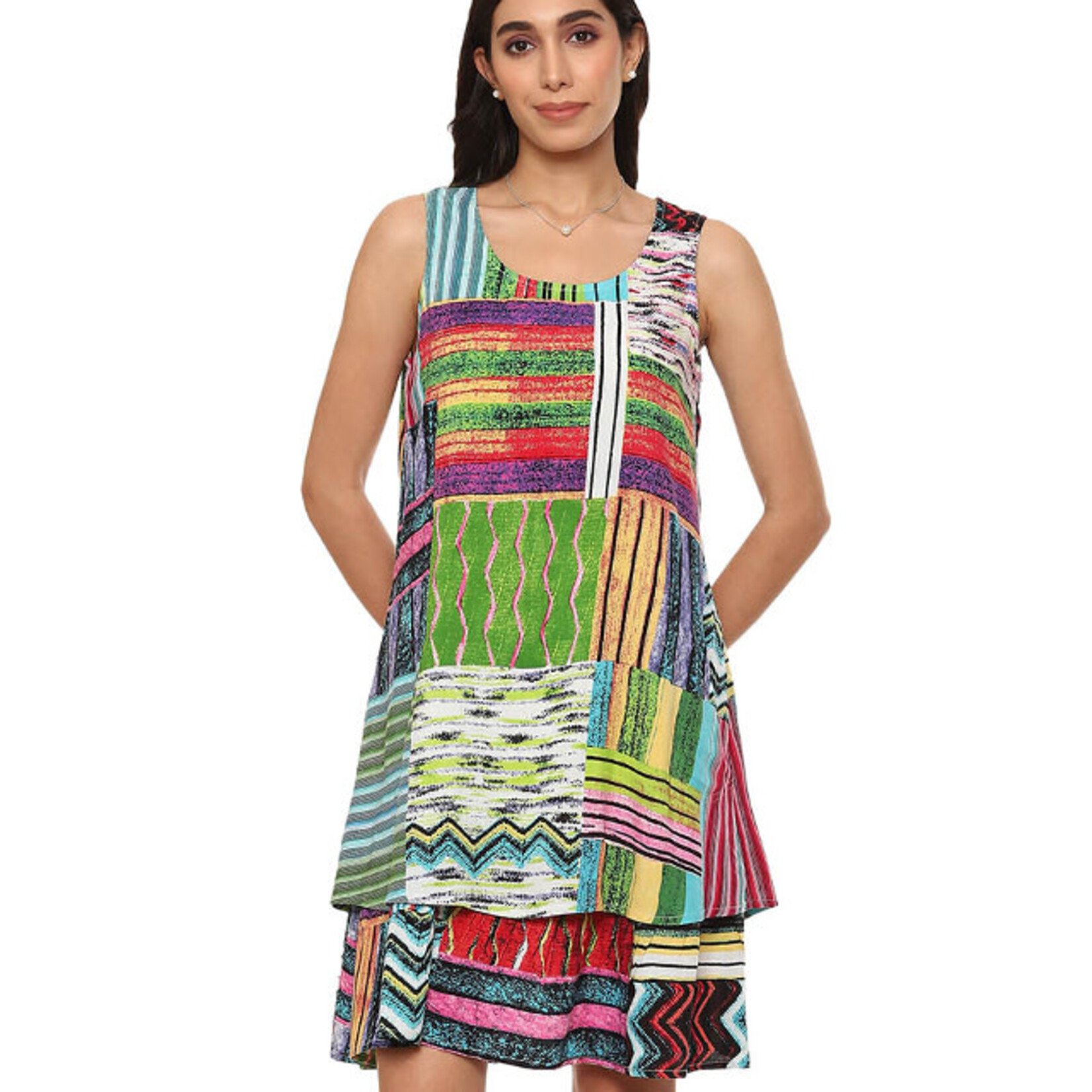 Parsley and Sage Bold Colorful Sleeveless Ellen Dress