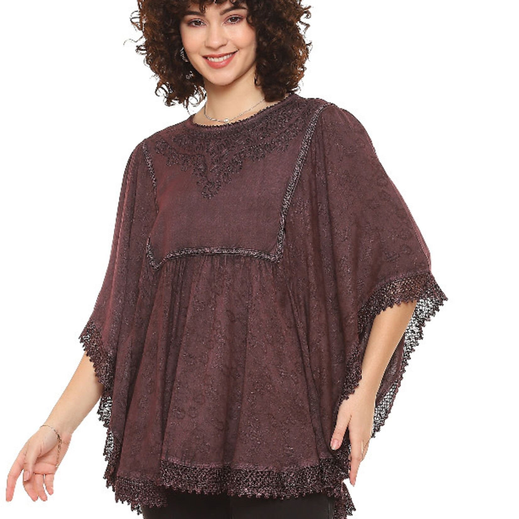 Parsley and Sage Plum Whitney Kimono Style Top