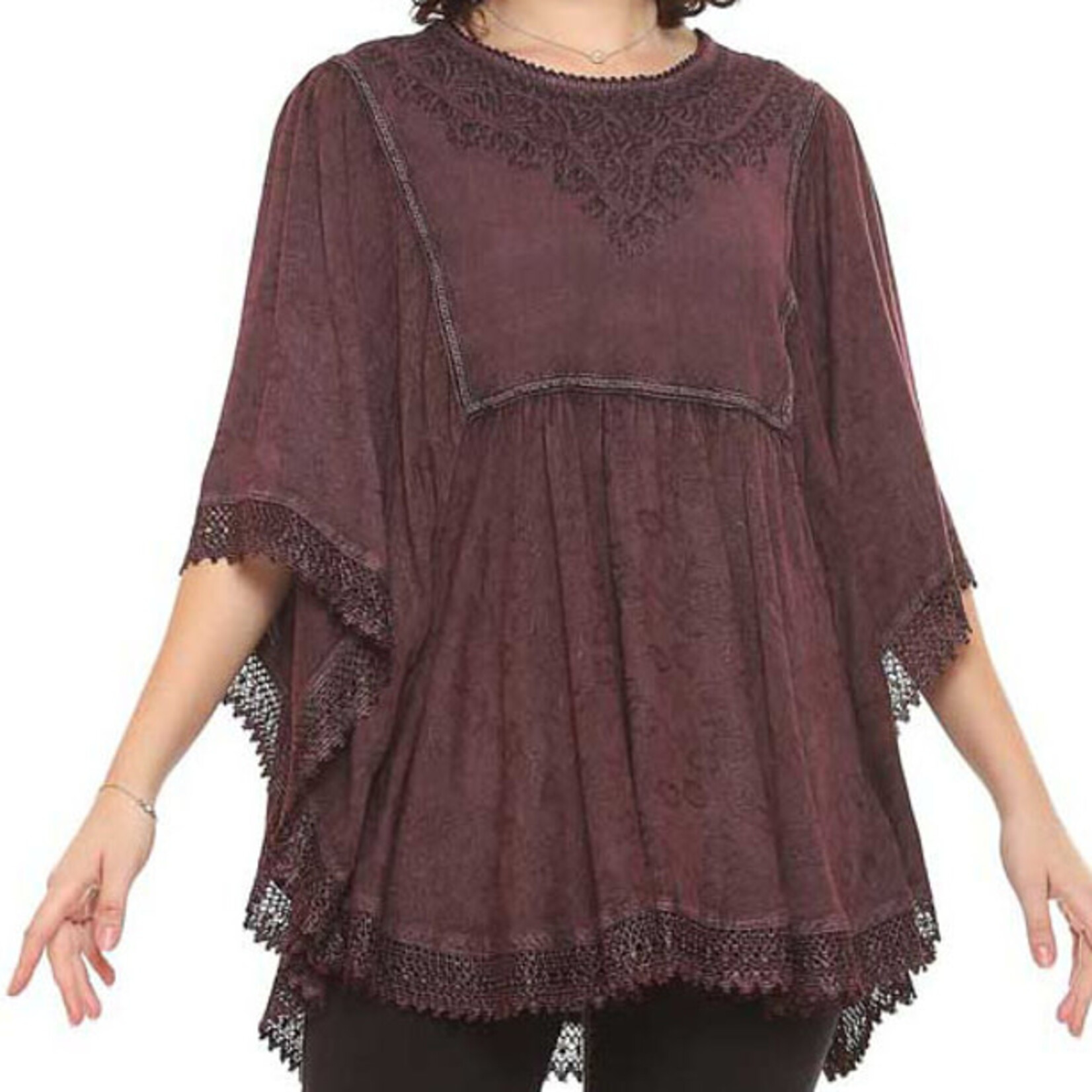 Parsley and Sage Plum Whitney Kimono Style Top