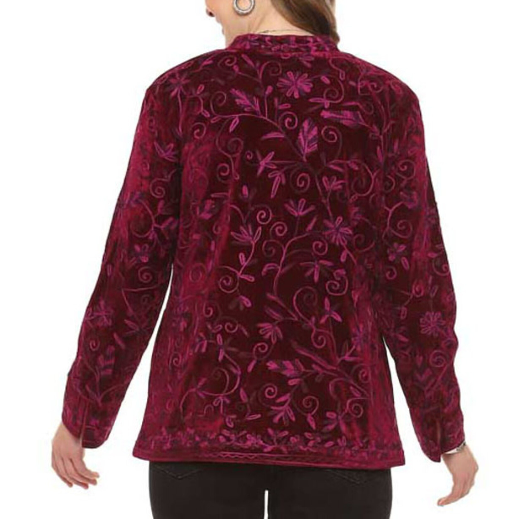 Parsley and Sage Velvet Magenta Embroidered Pippa Jacket