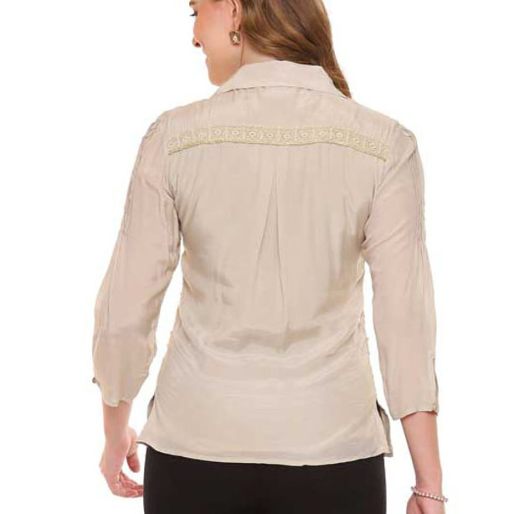 Parsley and Sage Tan Embellished Button Up Talia Shirt