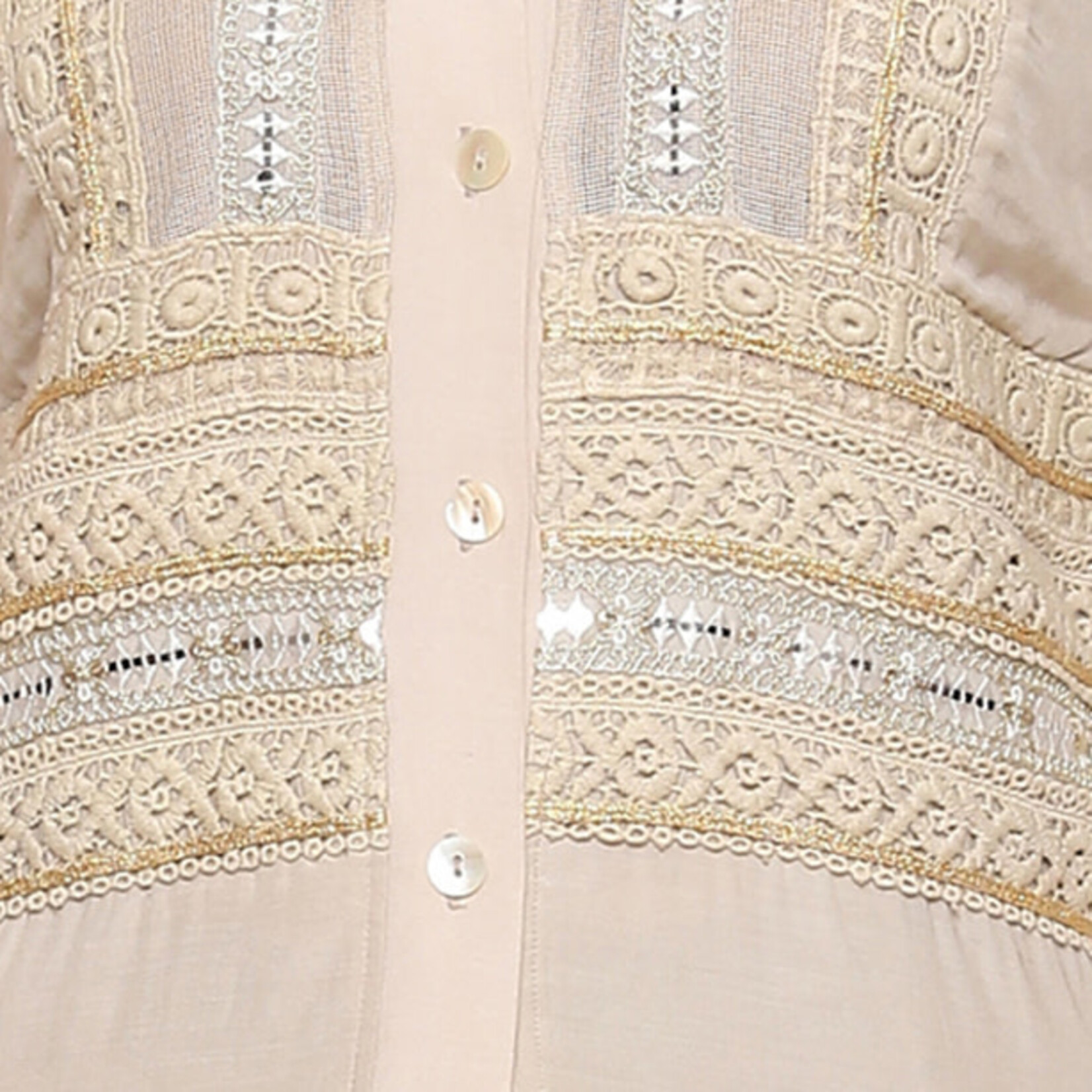 Parsley and Sage Tan Embellished Button Up Talia Shirt