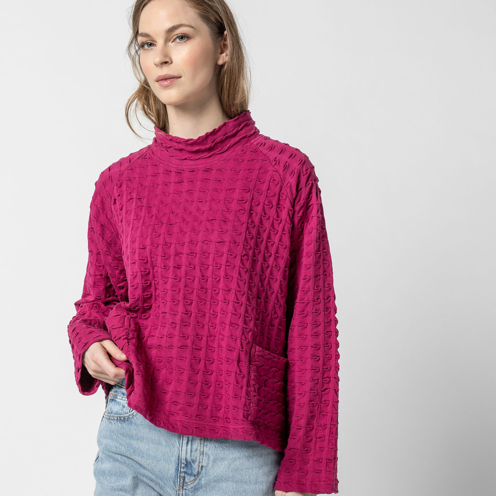 Komil Cotton Waffle Weave Wineberry Top