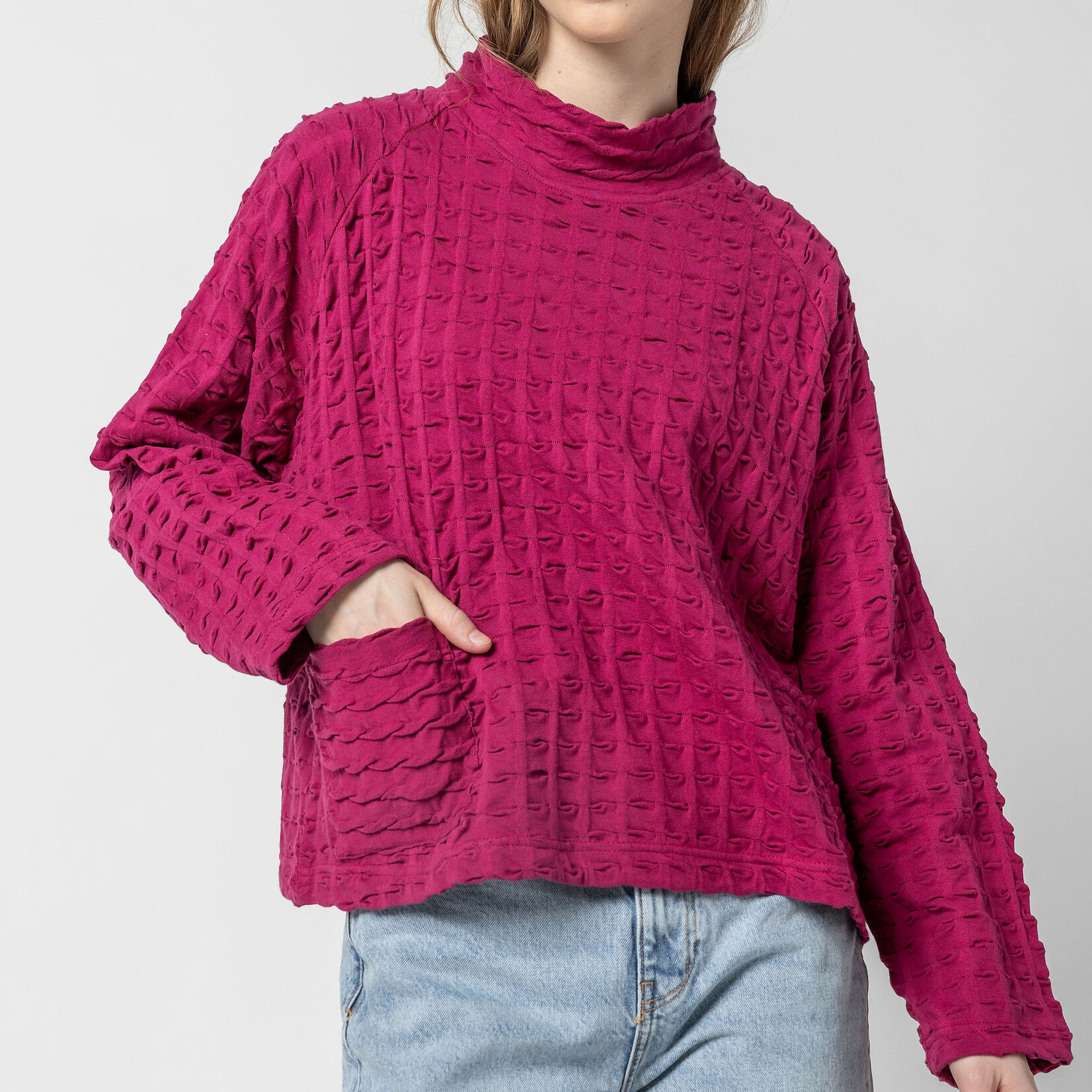 Komil Cotton Waffle Weave Wineberry Top