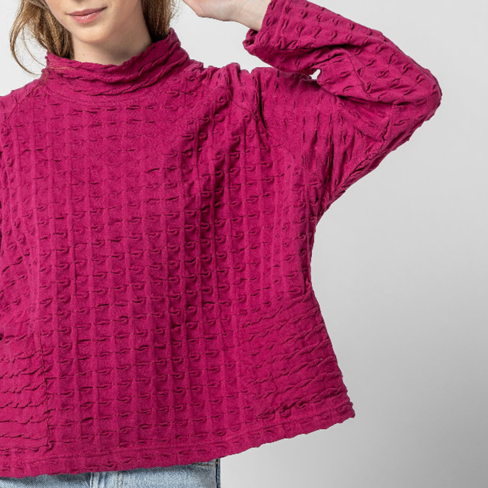Komil Cotton Waffle Weave Wineberry Top
