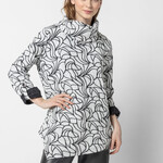 Komil White & Black Petal Texture Cowl Neck Shirt