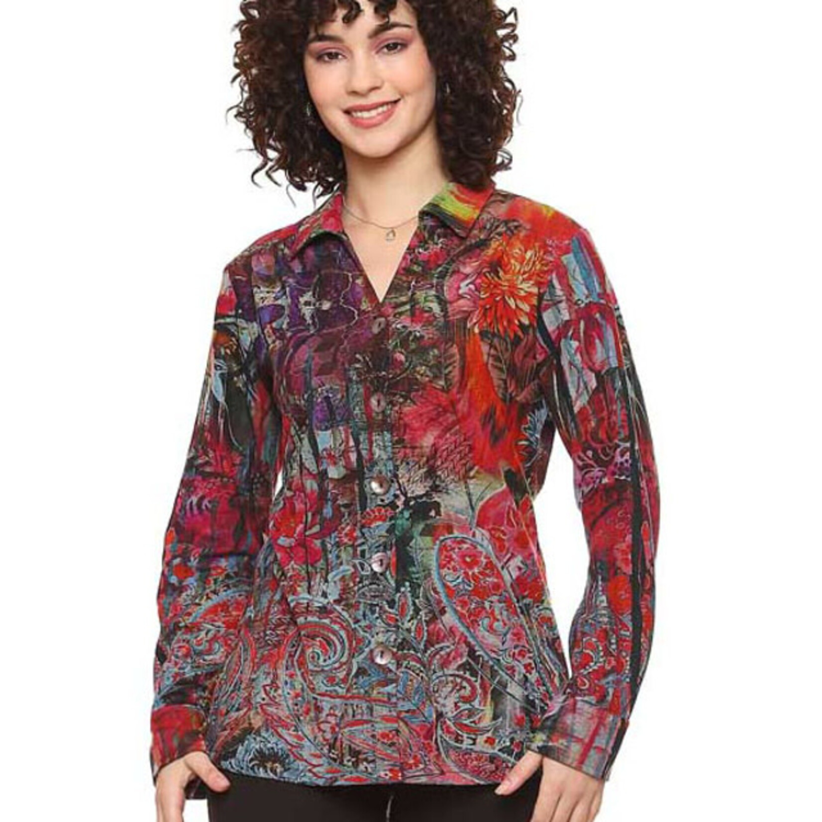 Parsley and Sage Multi Colored Button Down Long Sleeve Miriam Shirt