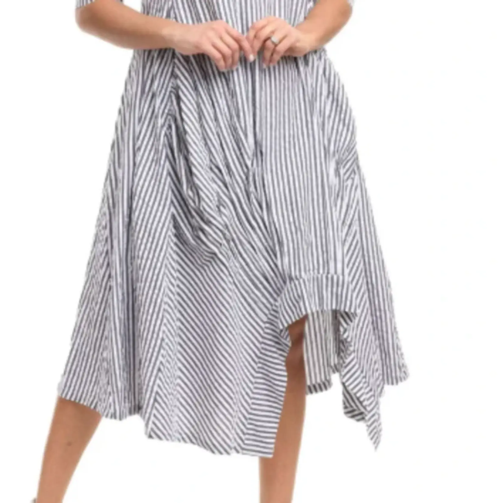 Tulip Cotton Seersucker Striped Sharkbite Dress