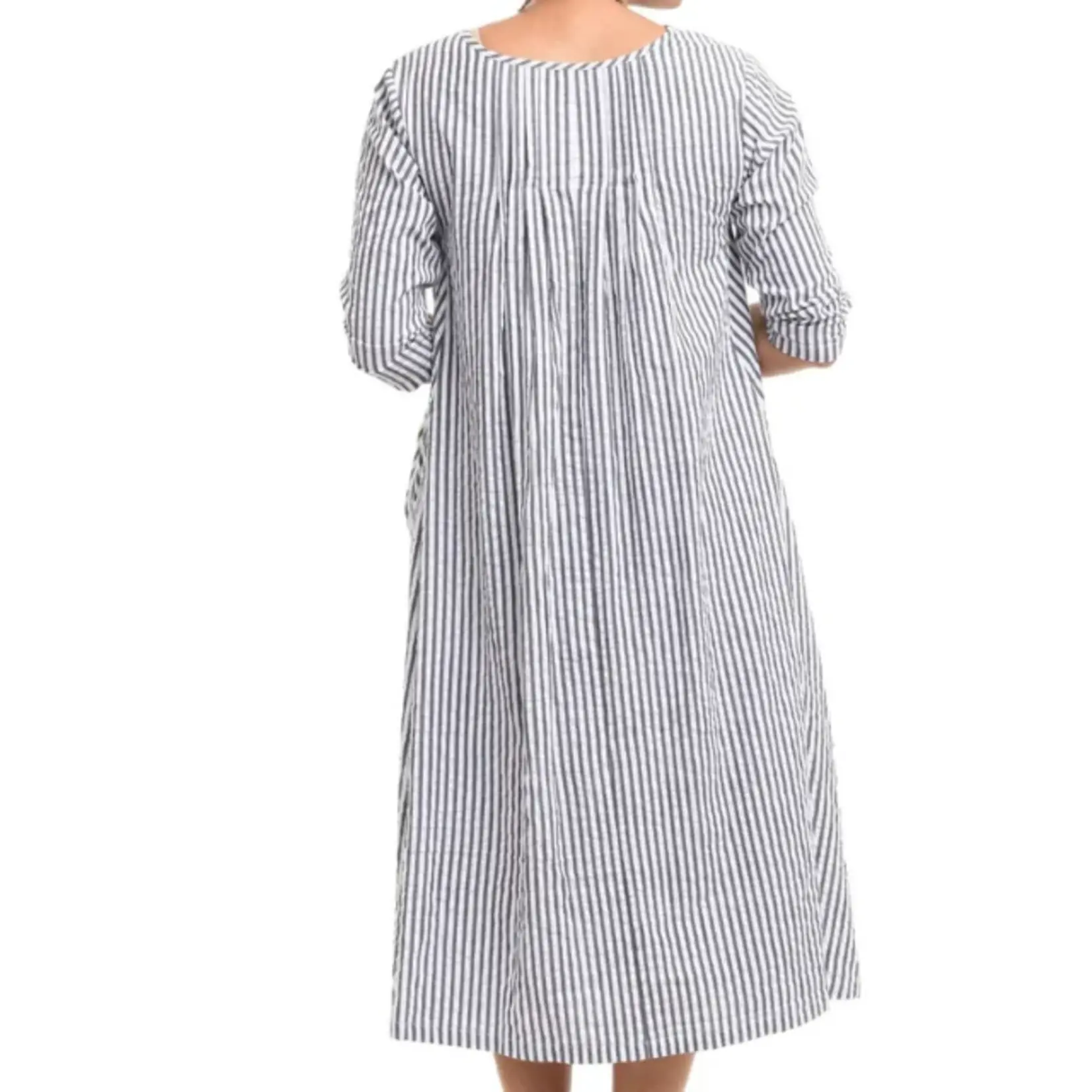 Tulip Cotton Seersucker Striped Sharkbite Dress