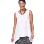 Tulip Cotton White Tunic Ruffle Trim Tank Top