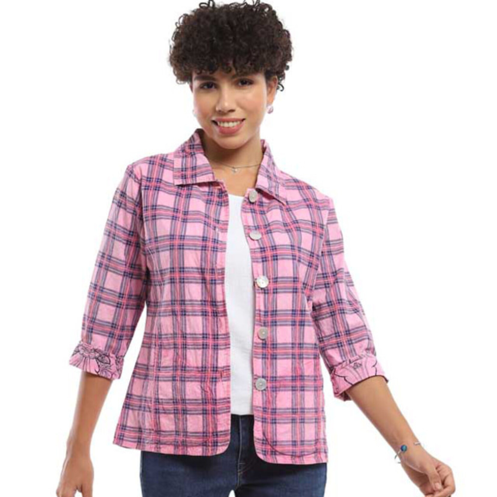 Parsley and Sage Reversible Pink & Blue Ivie Shirt Jacket