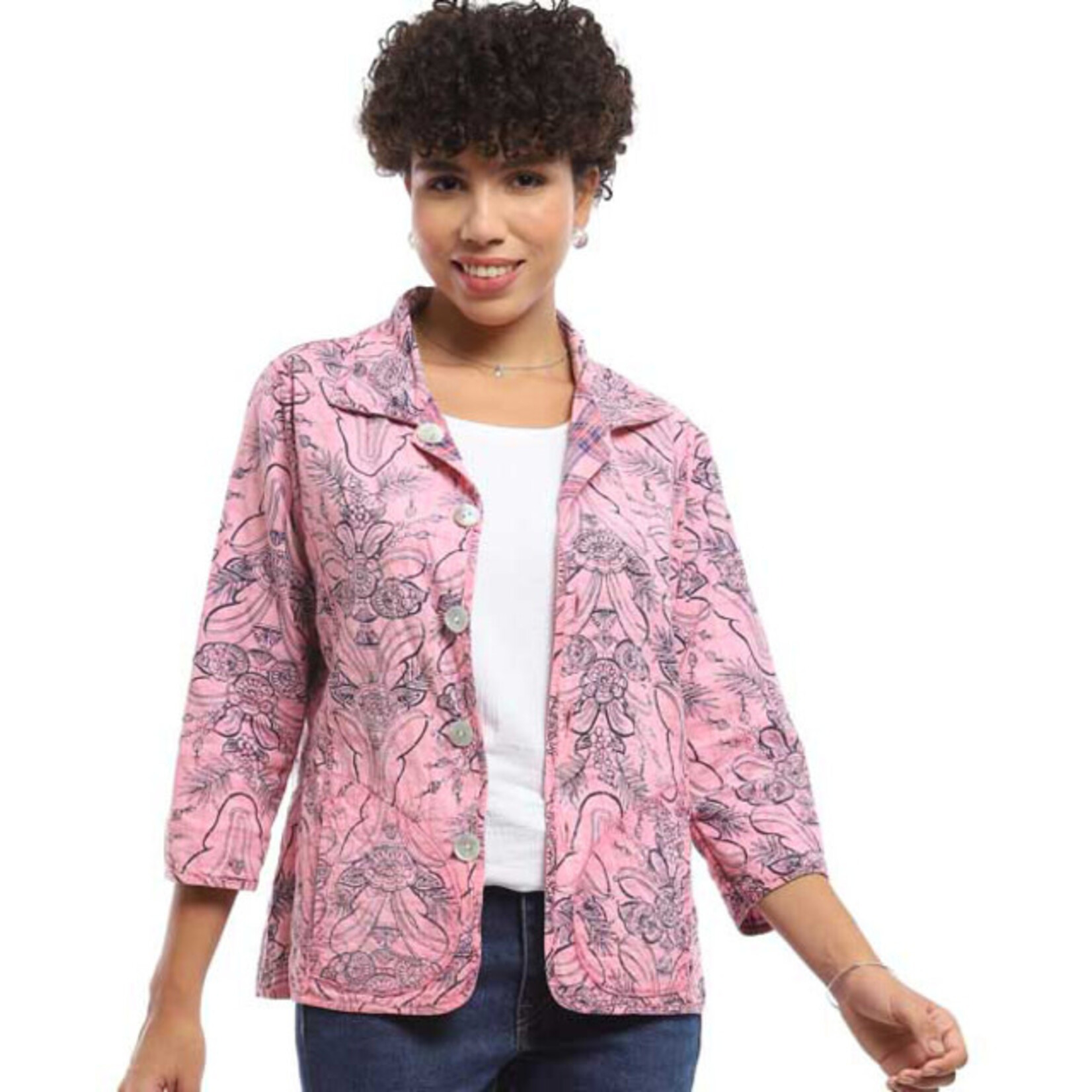 Parsley and Sage Reversible Pink & Blue Ivie Shirt Jacket