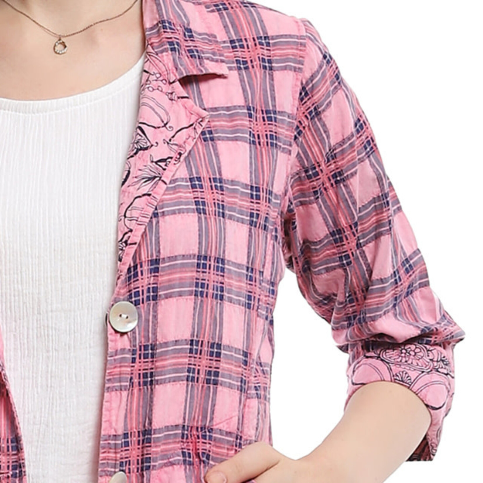 Parsley and Sage Reversible Pink & Blue Ivie Shirt Jacket