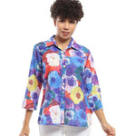 Parsley and Sage Eyelet Bright Floral Button Up Jodie Shirt