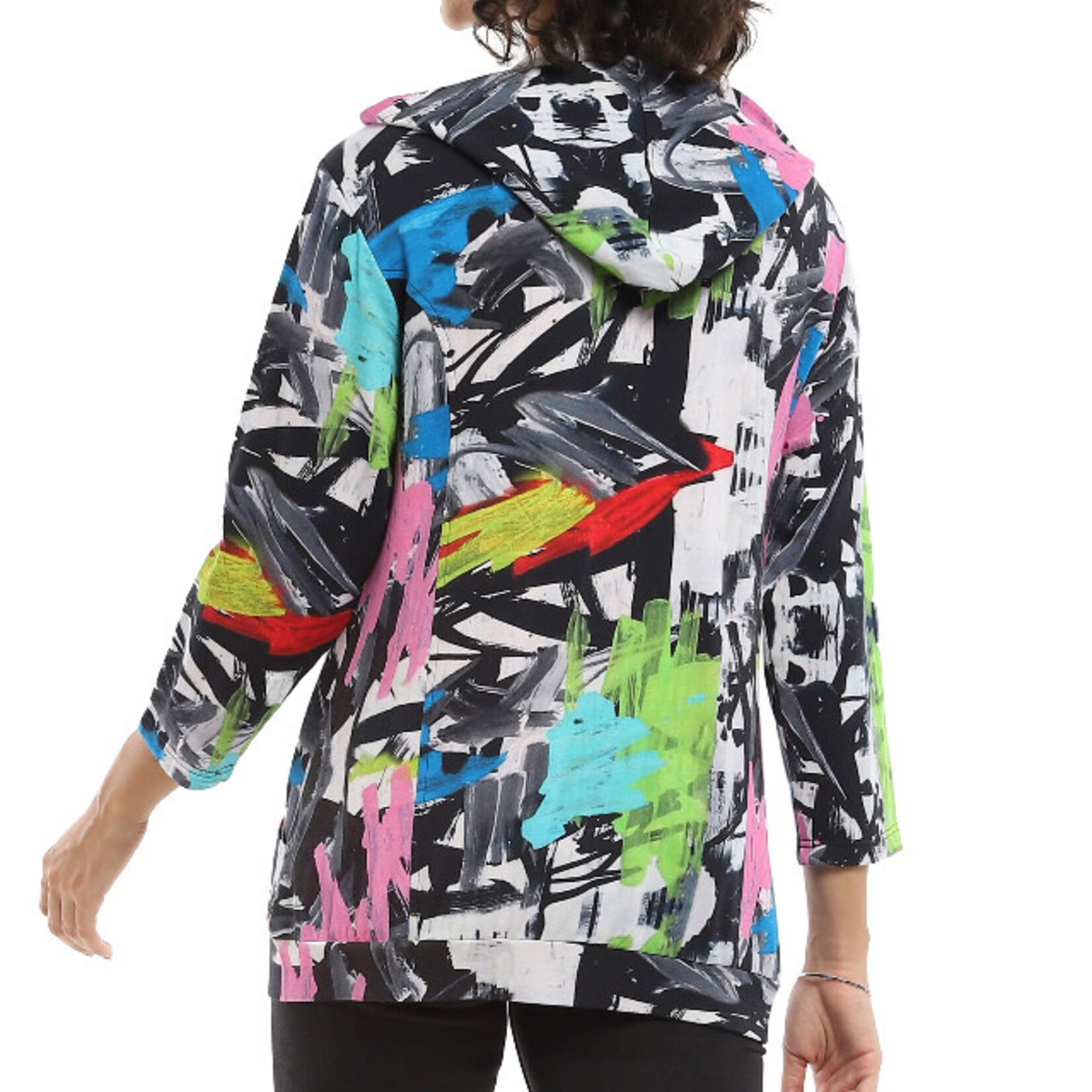 Parsley and Sage Neon Accent Brush Print Zip Up Vita Hoodie
