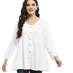 Parsley and Sage Gauze White Tiered Button Down Shirt