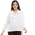 Parsley and Sage Gauze White Button Detail  Hi Lo Shawn Shirt