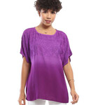 Parsley and Sage Purple On Purple Embroidery Short Sleeve Fiona Top