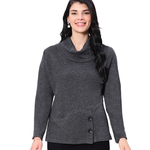 Parsley and Sage Charcoal Wanda Cowl Neck Top