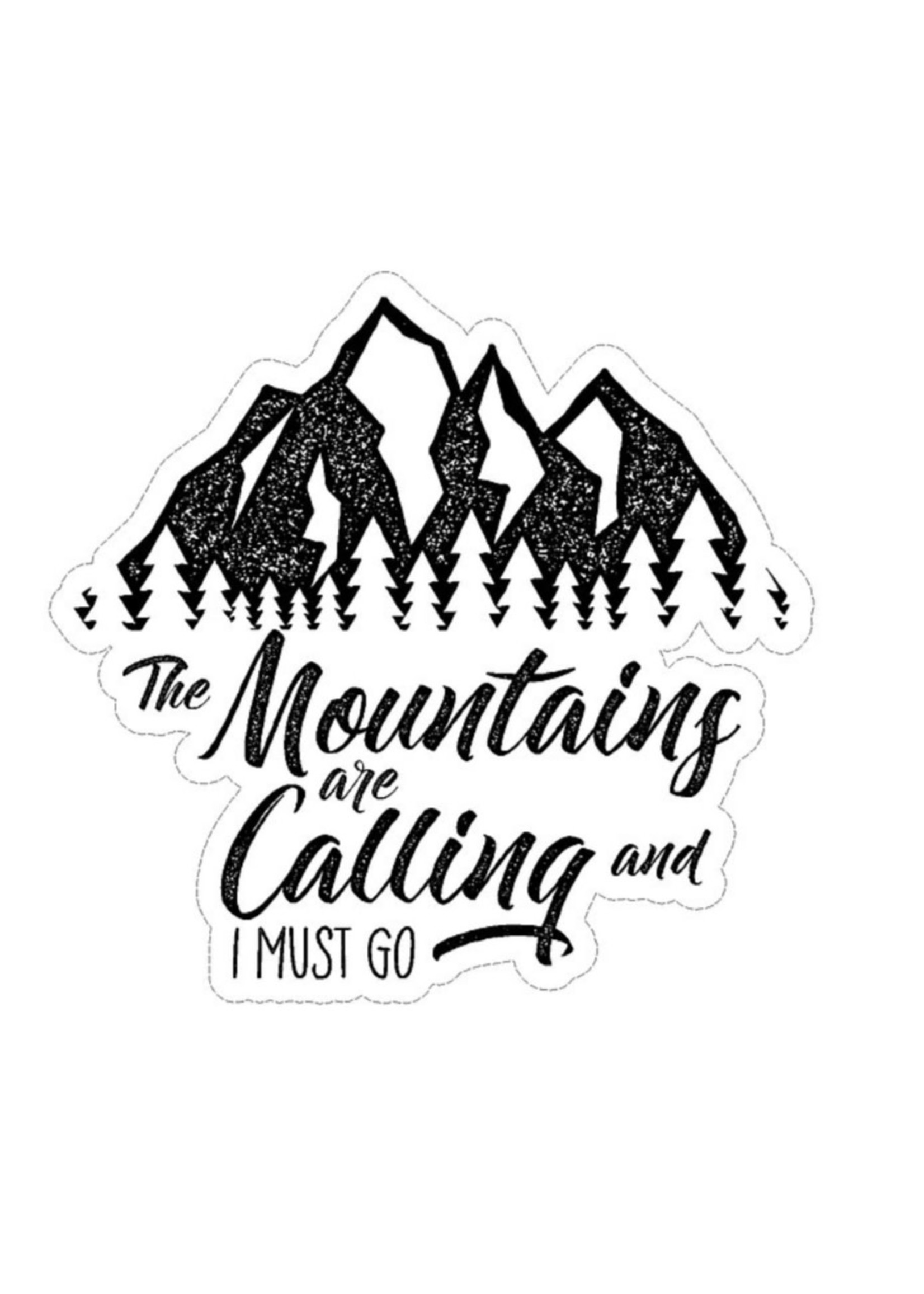 Large Sticker (Mountains Calling Blk Script)