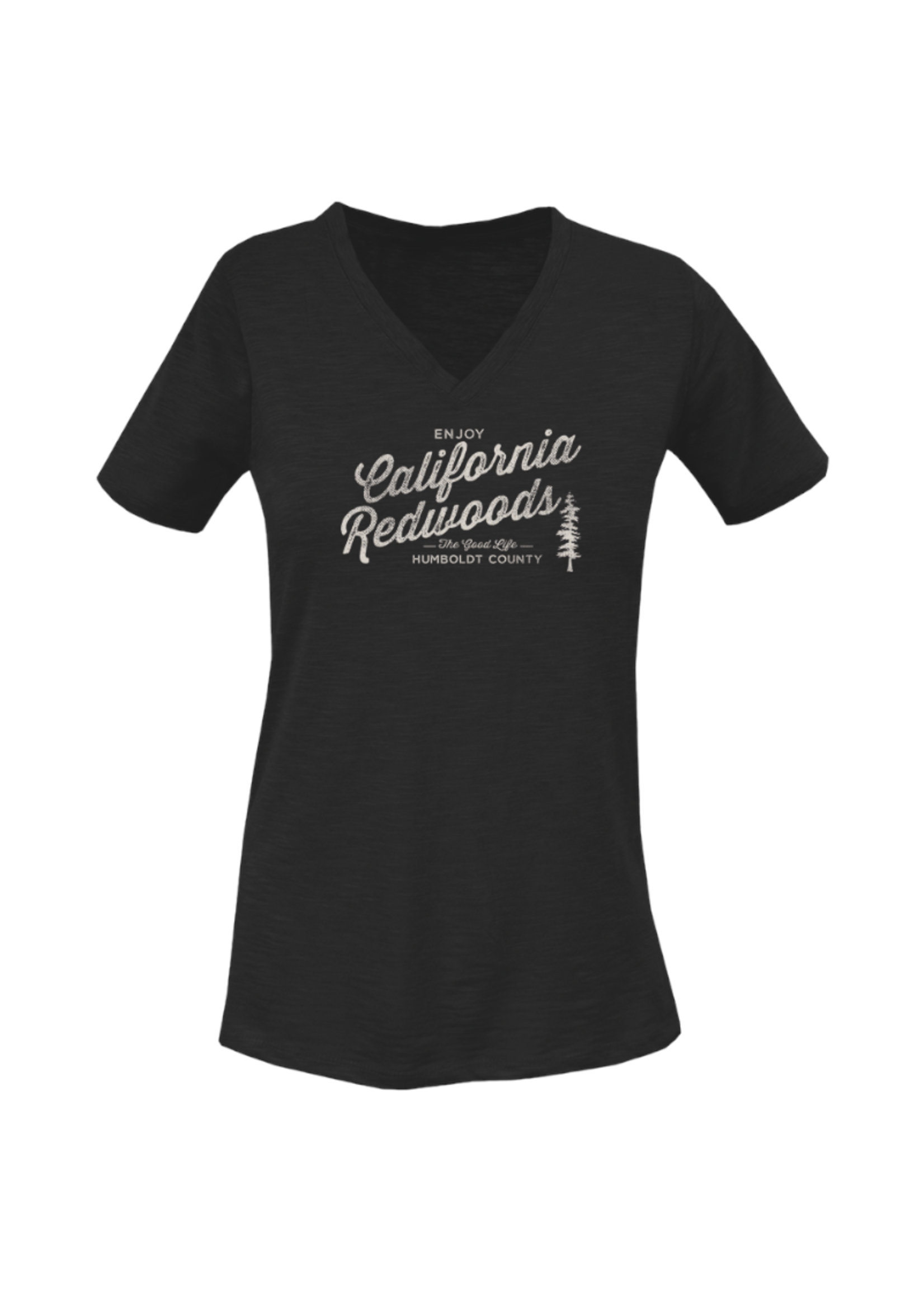 Ladies Slub V-Neck Enjoy CR (Black)