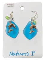 Nature's 1 (Sea Glass Dolphin Earrings)