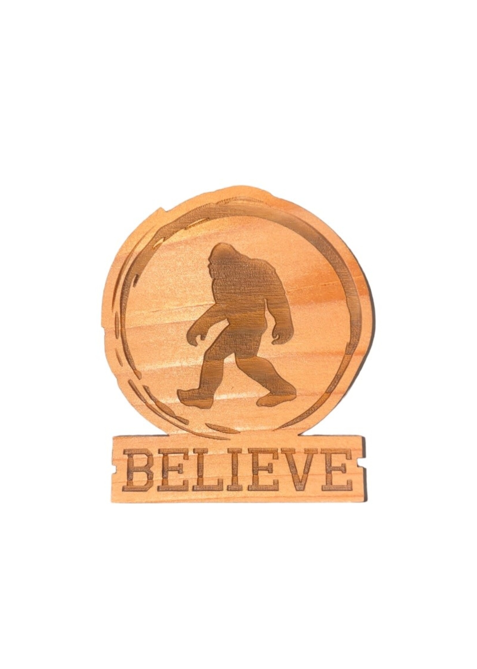 Grandfather Tree Redwood Magnet (Round Bigfoot Believe)