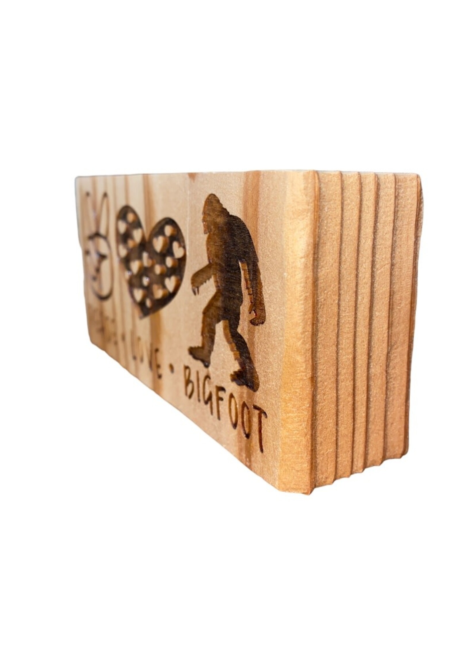 Redwood Shelf Sitter - Peace, Love, & Bigfoot 2.5"